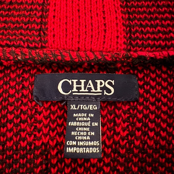 CHAPS Ralph Lauren Women’s Cotton Red & Black Buffalo Plaid Shawl Collar - Sz XL - Picture 2 of 9